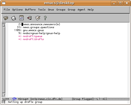 Anf&auml;ngliche Gruppenliste