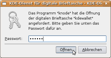 Passwort f&uuml;r KWallet eingeben