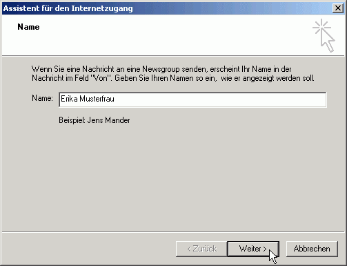 Assistent: Eingabe des vollst&auml;ndigen Namens