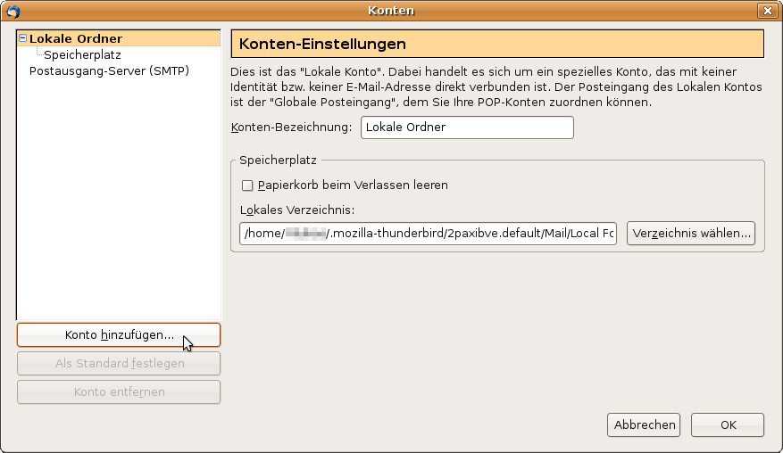 Konten&uuml;bersicht: Konto hinzuf&uuml;gen